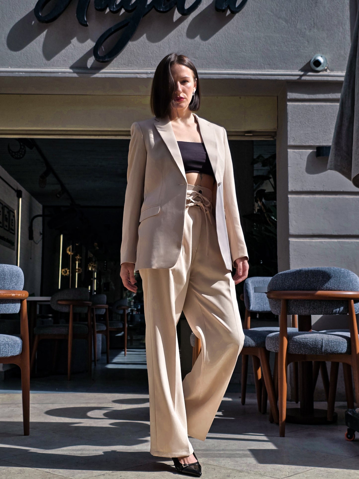 Sagloria Belted Soft Beige Blazer