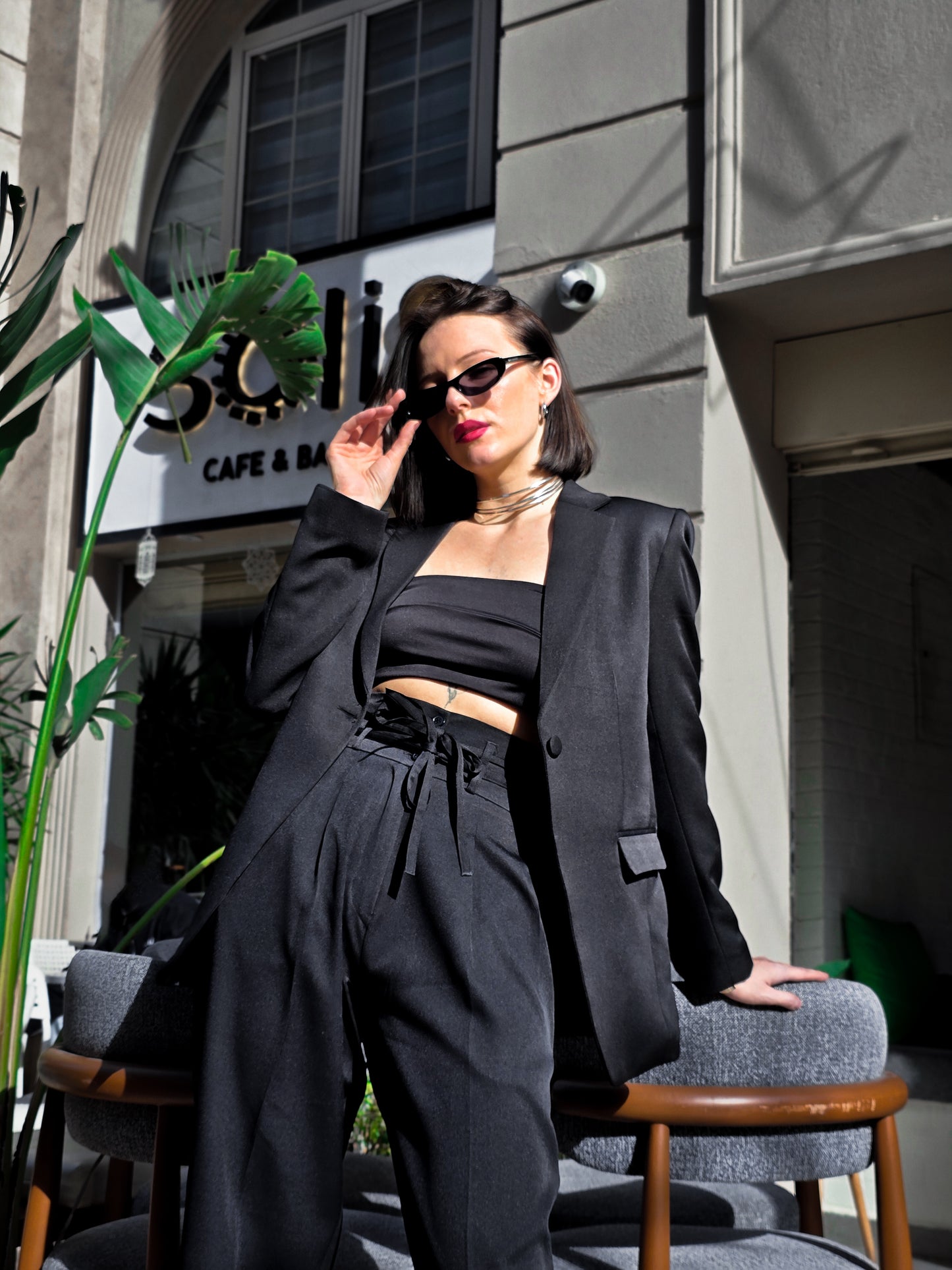 Sagloria Belted Black Blazer