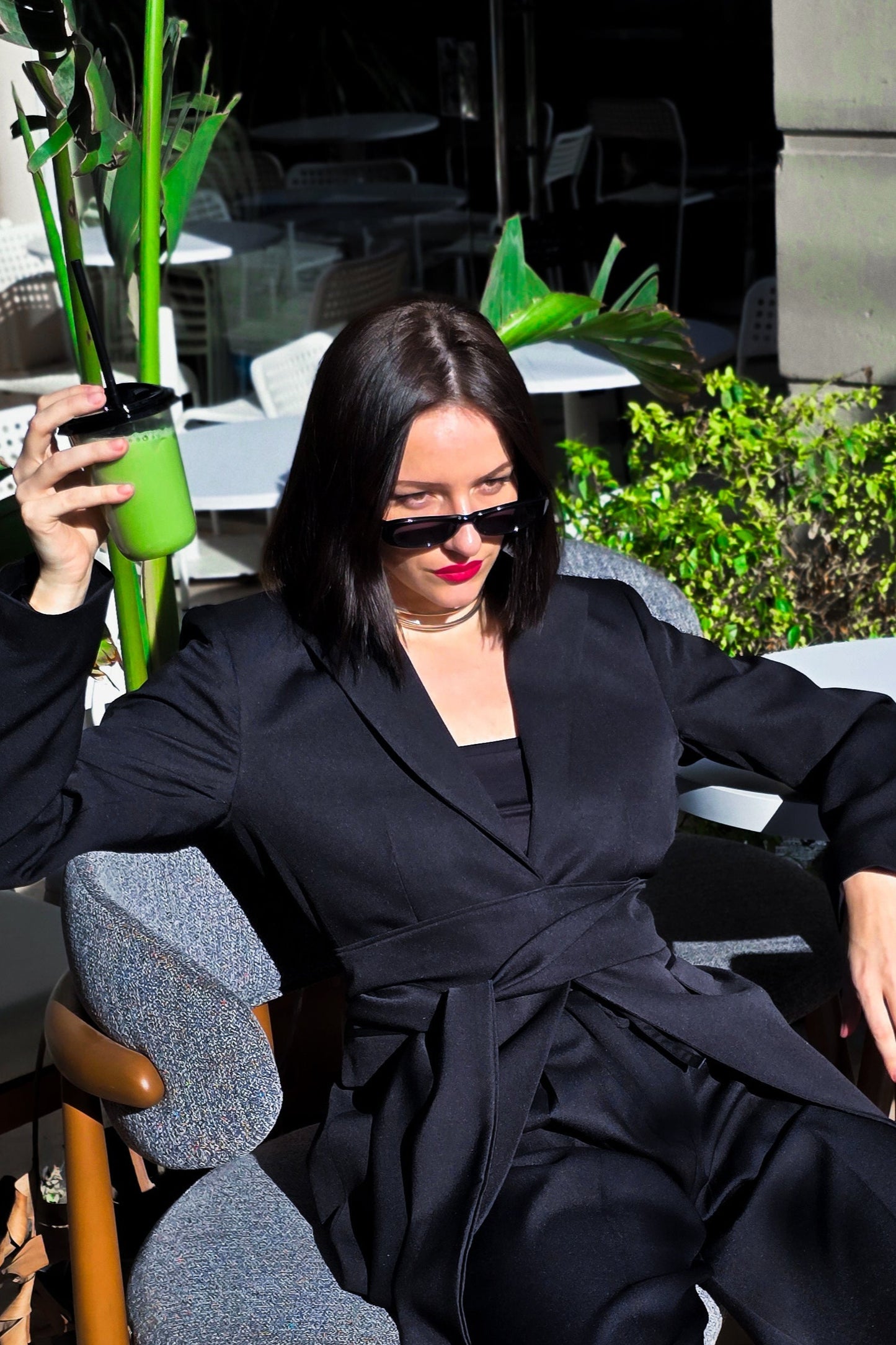Sagloria Belted Black Blazer