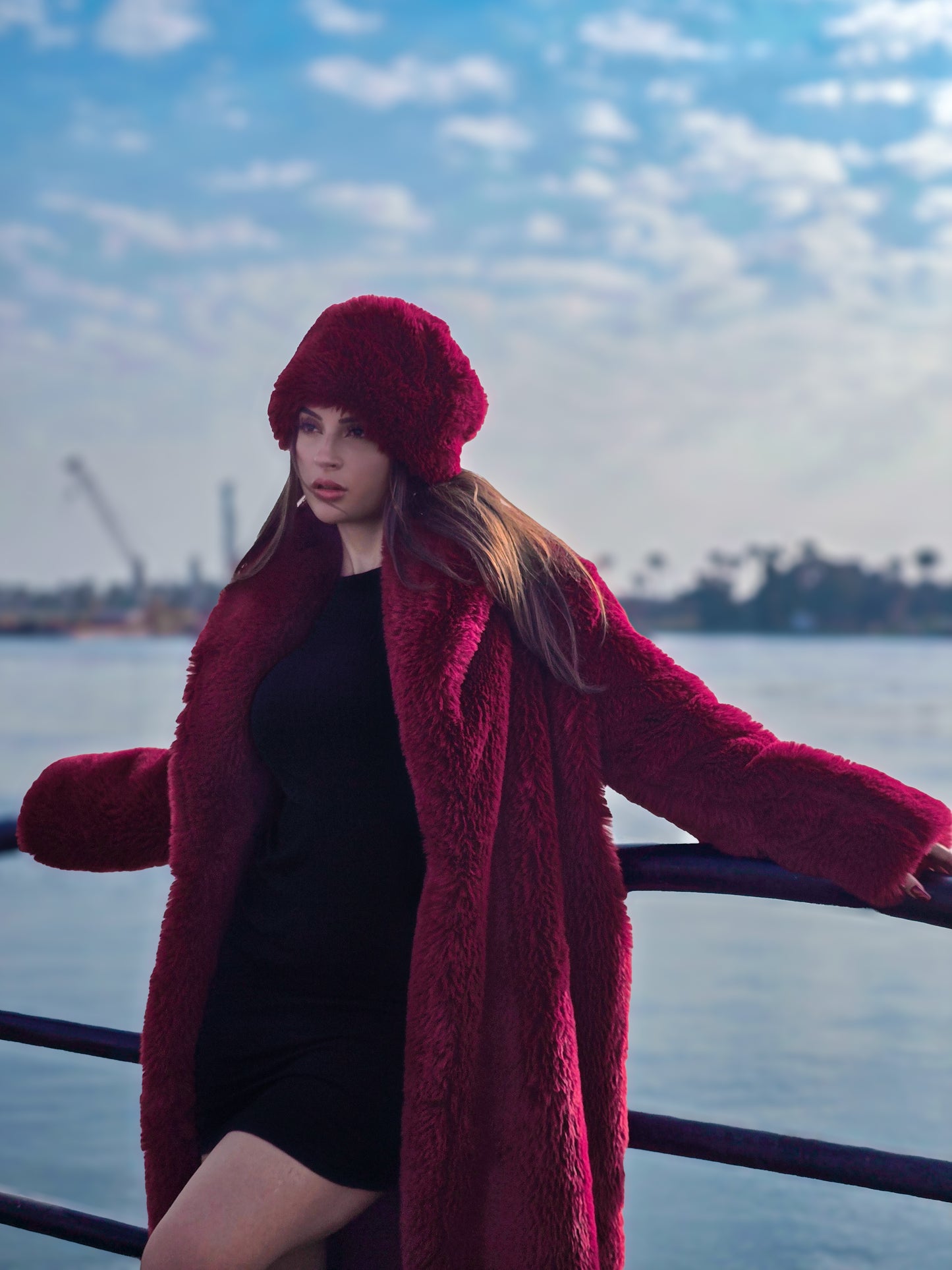 Crimson Luxe Bundle Coat + Free Hat