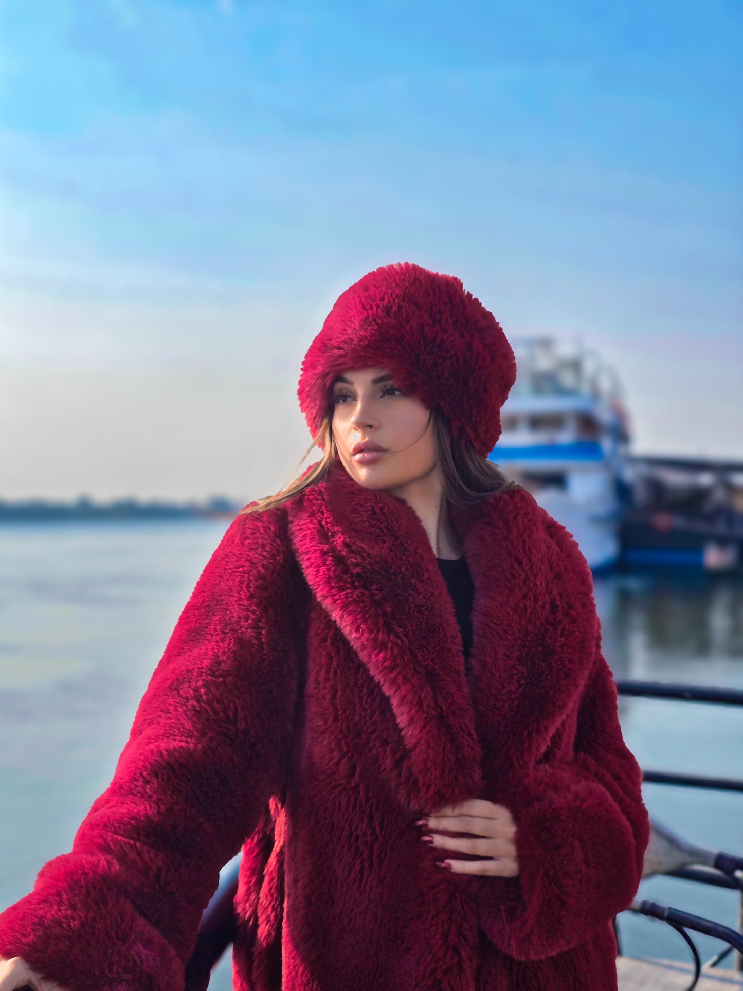 Crimson Luxe Bundle Coat + Free Hat