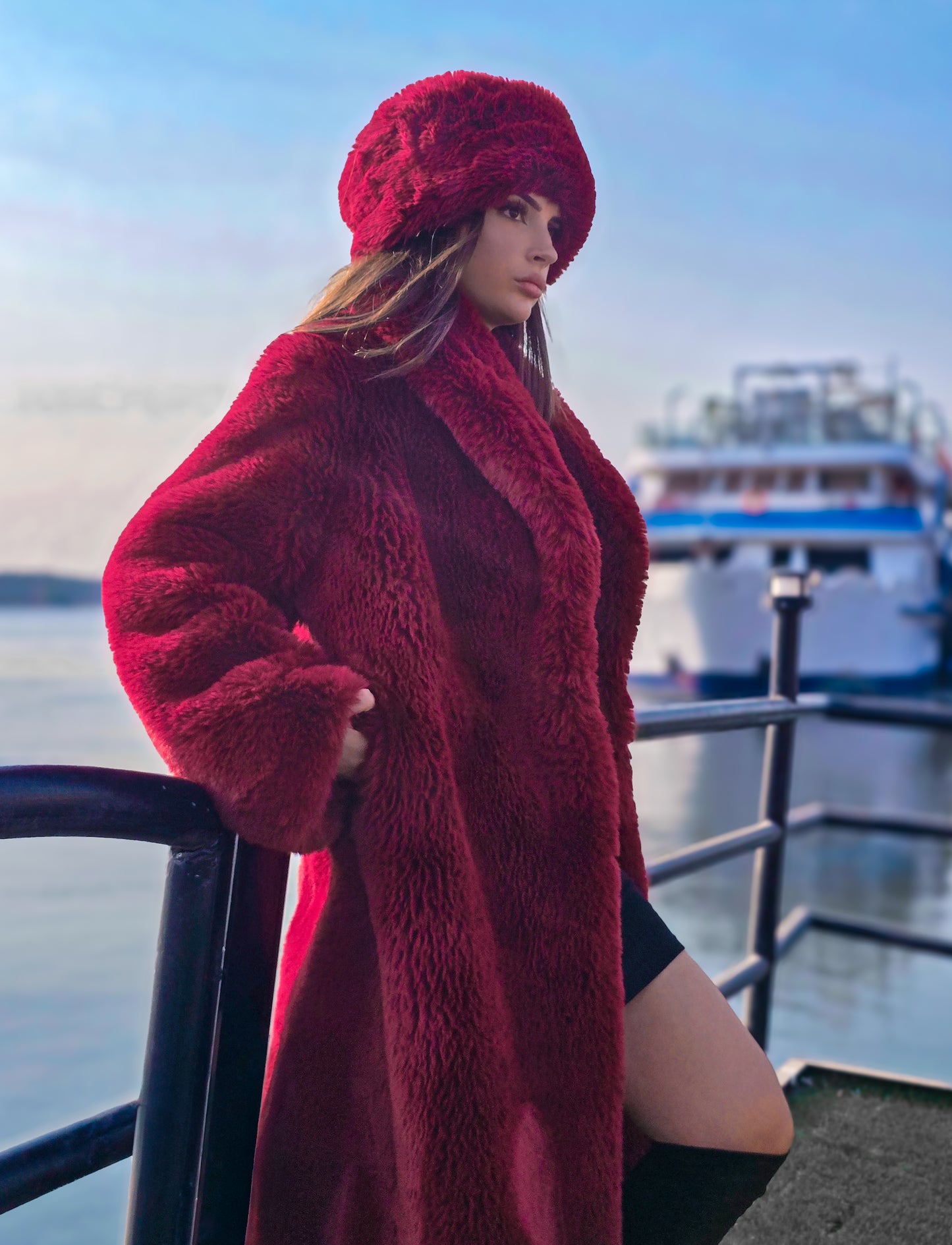 Crimson Luxe Bundle Coat + Free Hat