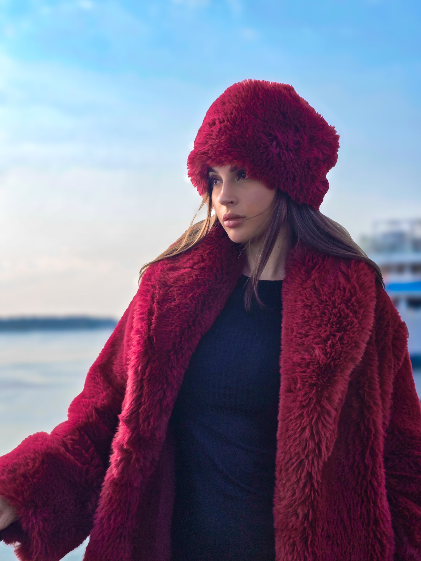 Crimson Luxe Bundle Coat + Free Hat
