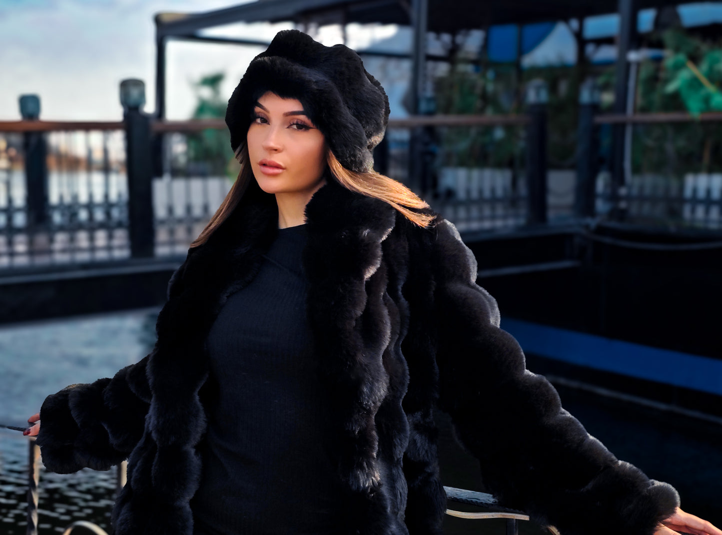 noir elegance  Bundle Coat + Free Hat