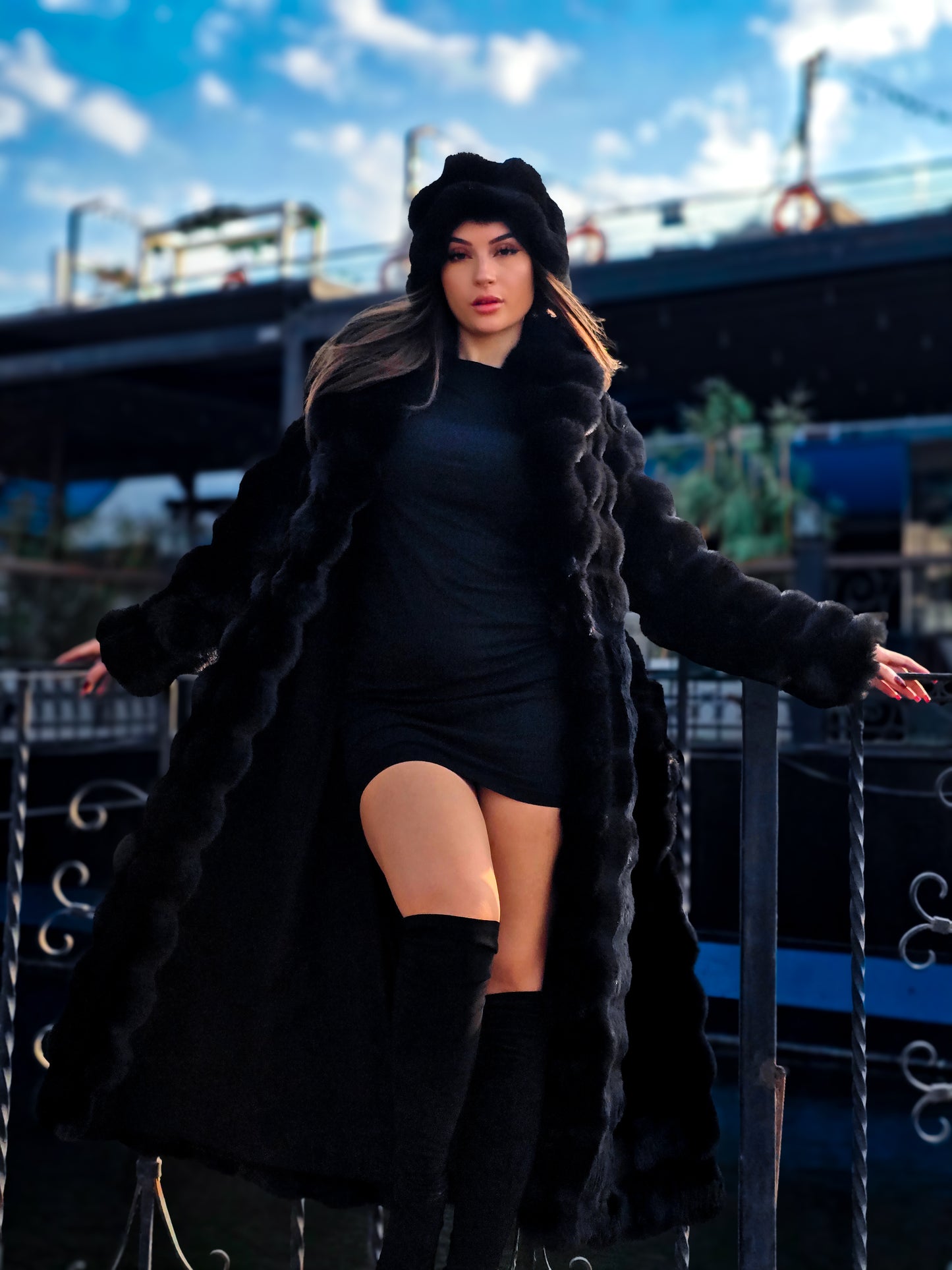 noir elegance  Bundle Coat + Free Hat