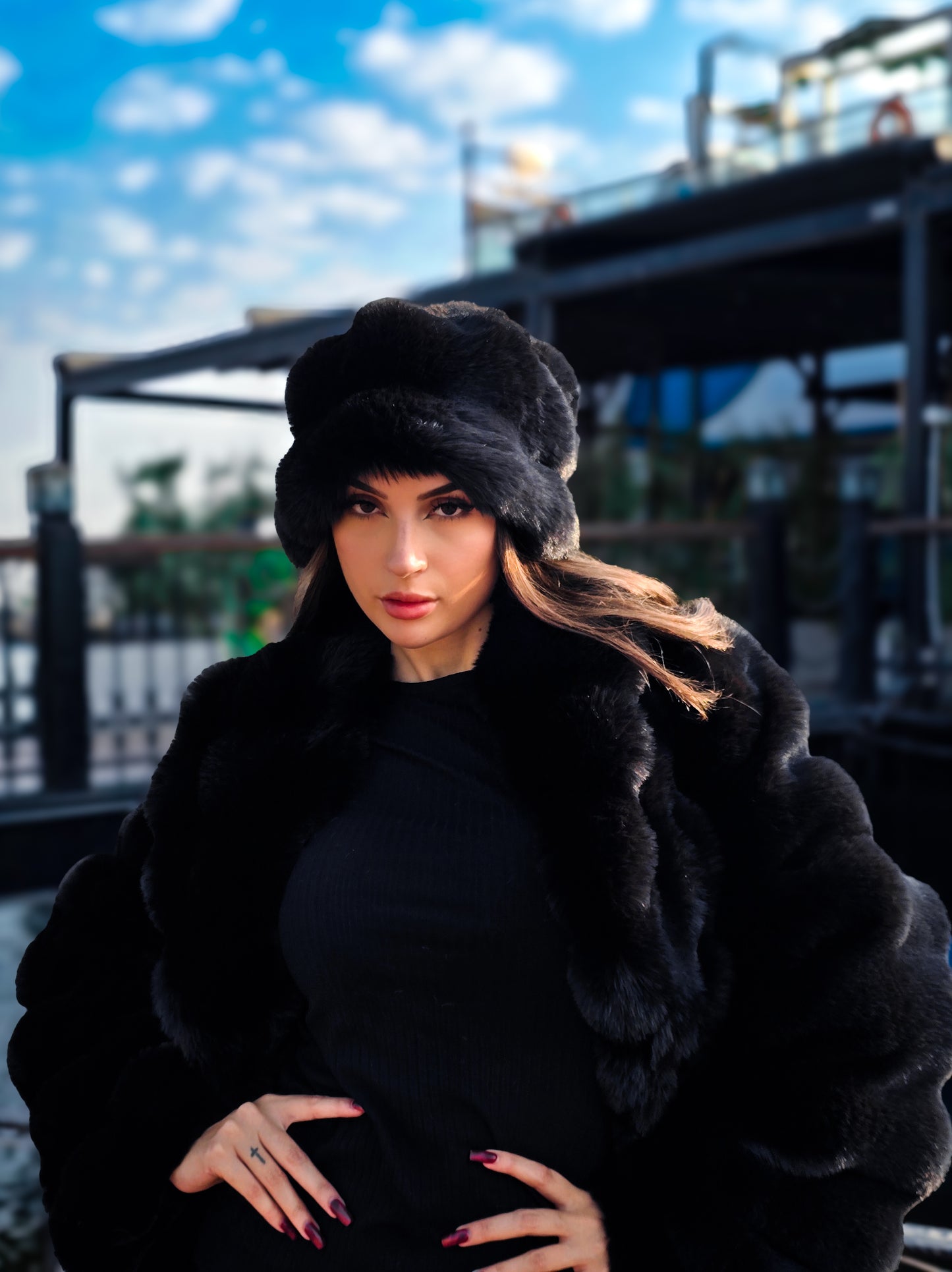 noir elegance  Bundle Coat + Free Hat