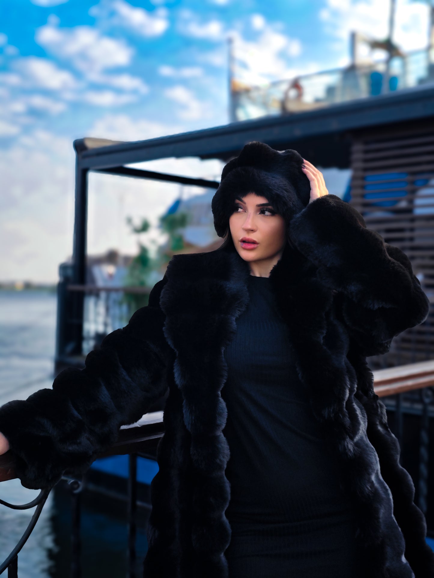 noir elegance  Bundle Coat + Free Hat