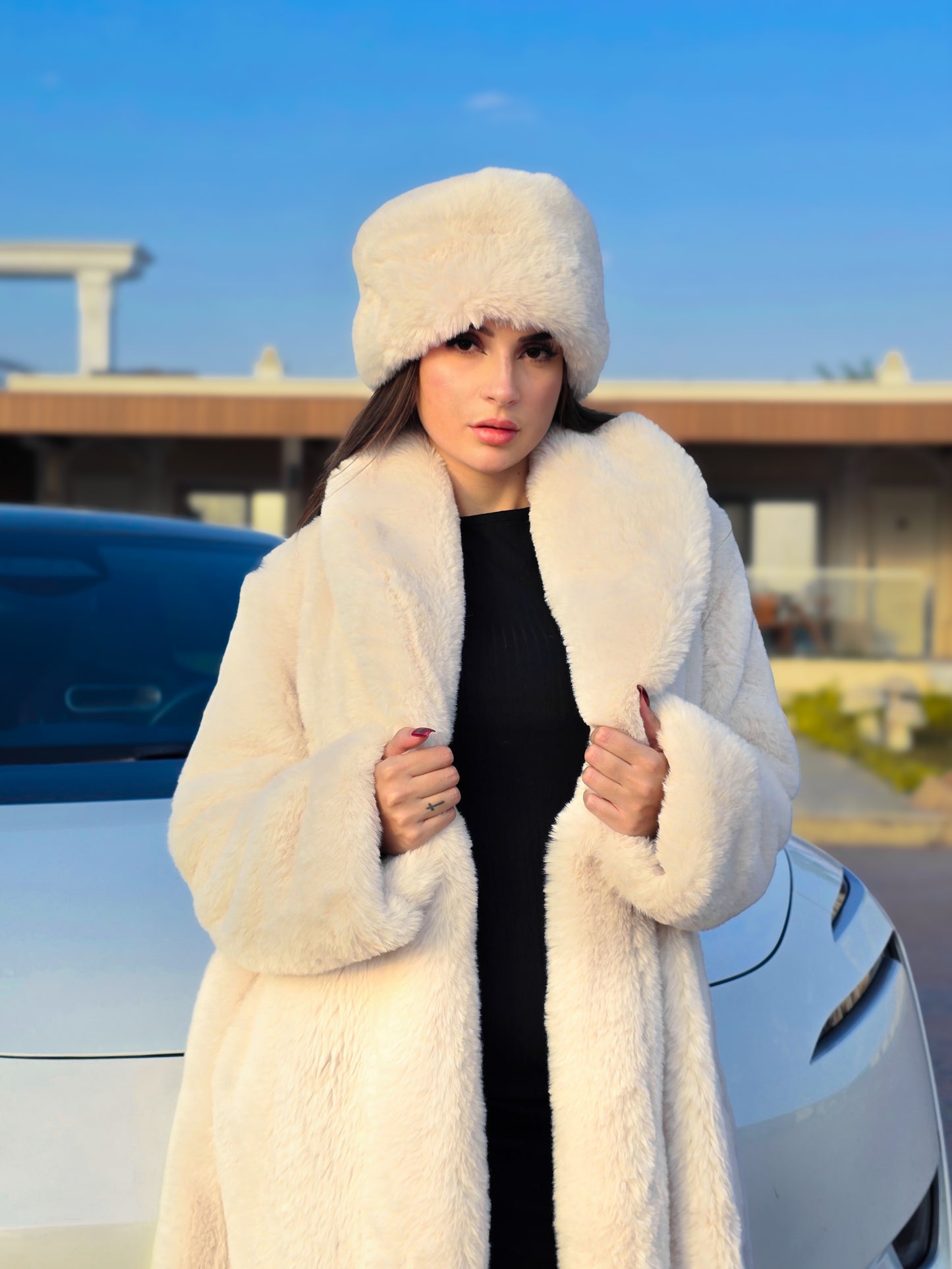 Cream Elegance Bundle Coat + Free Hat