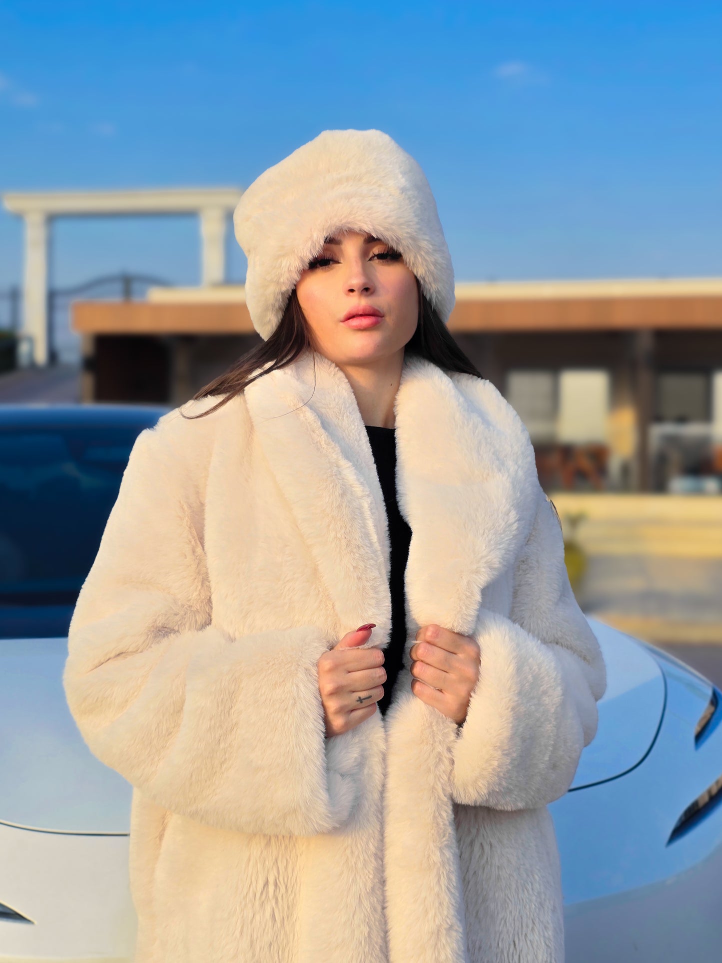 Cream Elegance Bundle Coat + Free Hat