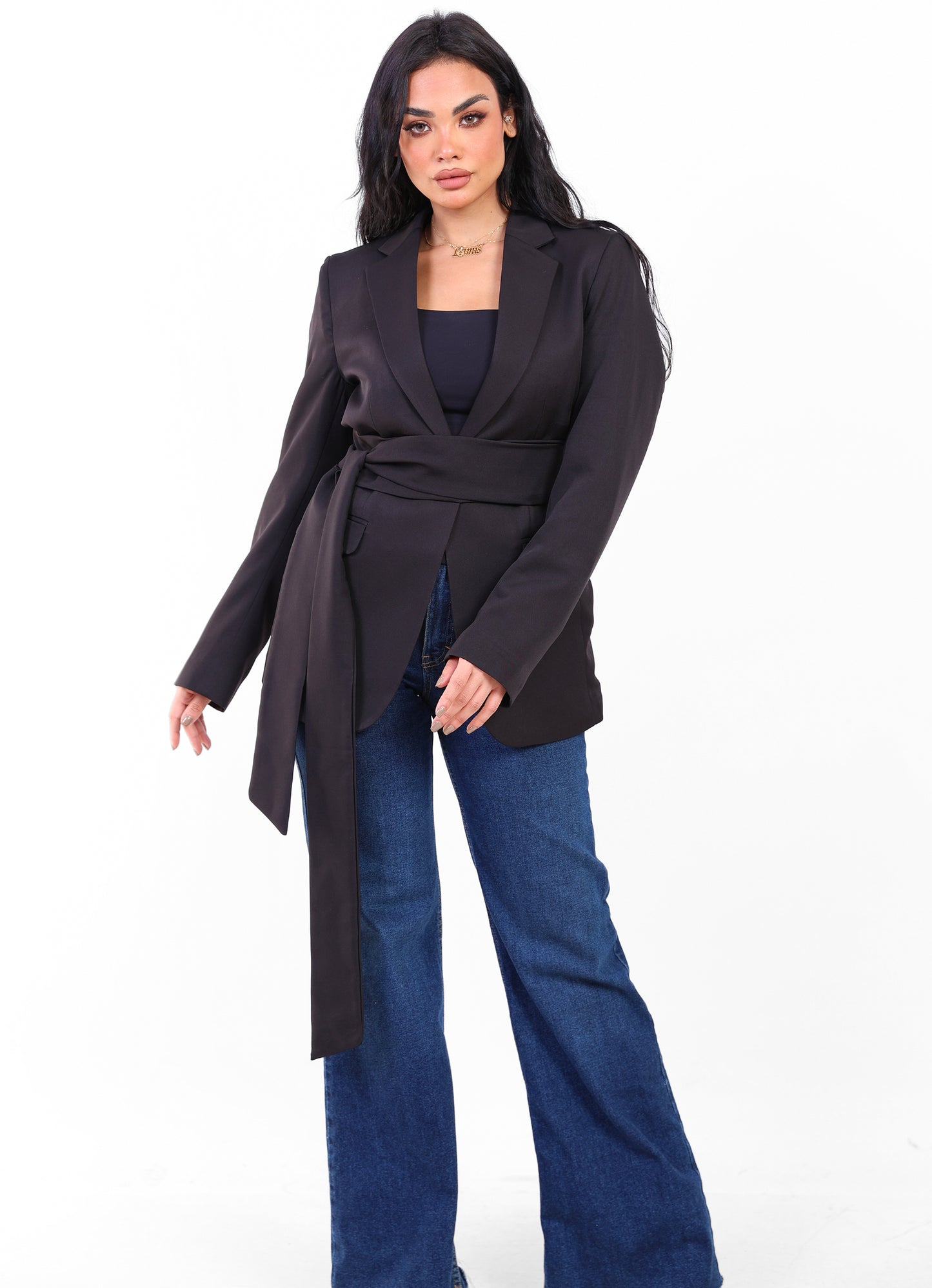 Sagloria Belted Black Blazer