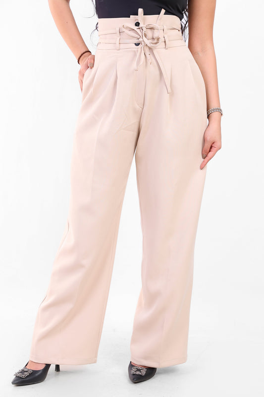 Rosalyn High-Waist Flow Pants – Soft Beige