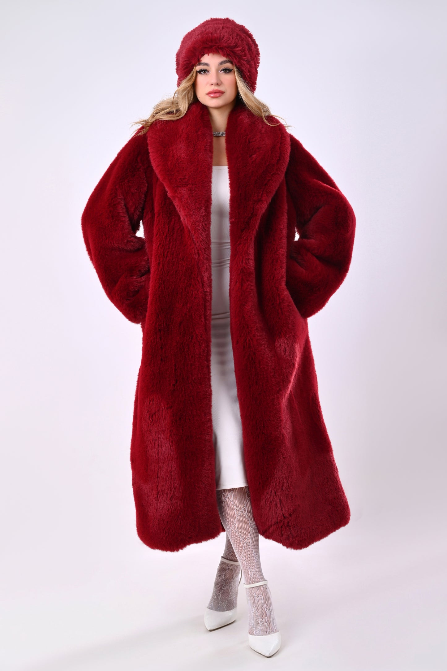 Crimson Luxe Bundle Coat + Free Hat