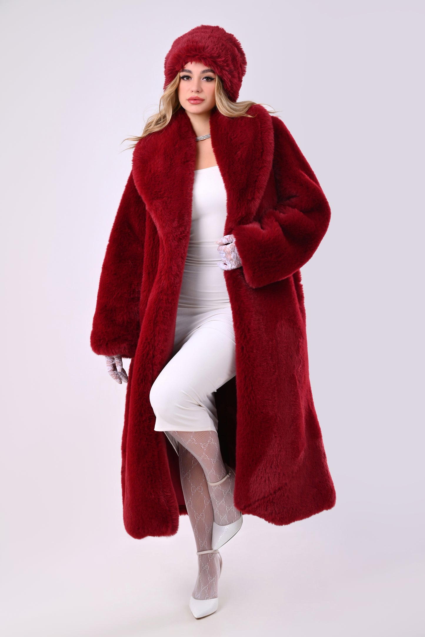 Crimson Luxe Bundle Coat + Free Hat