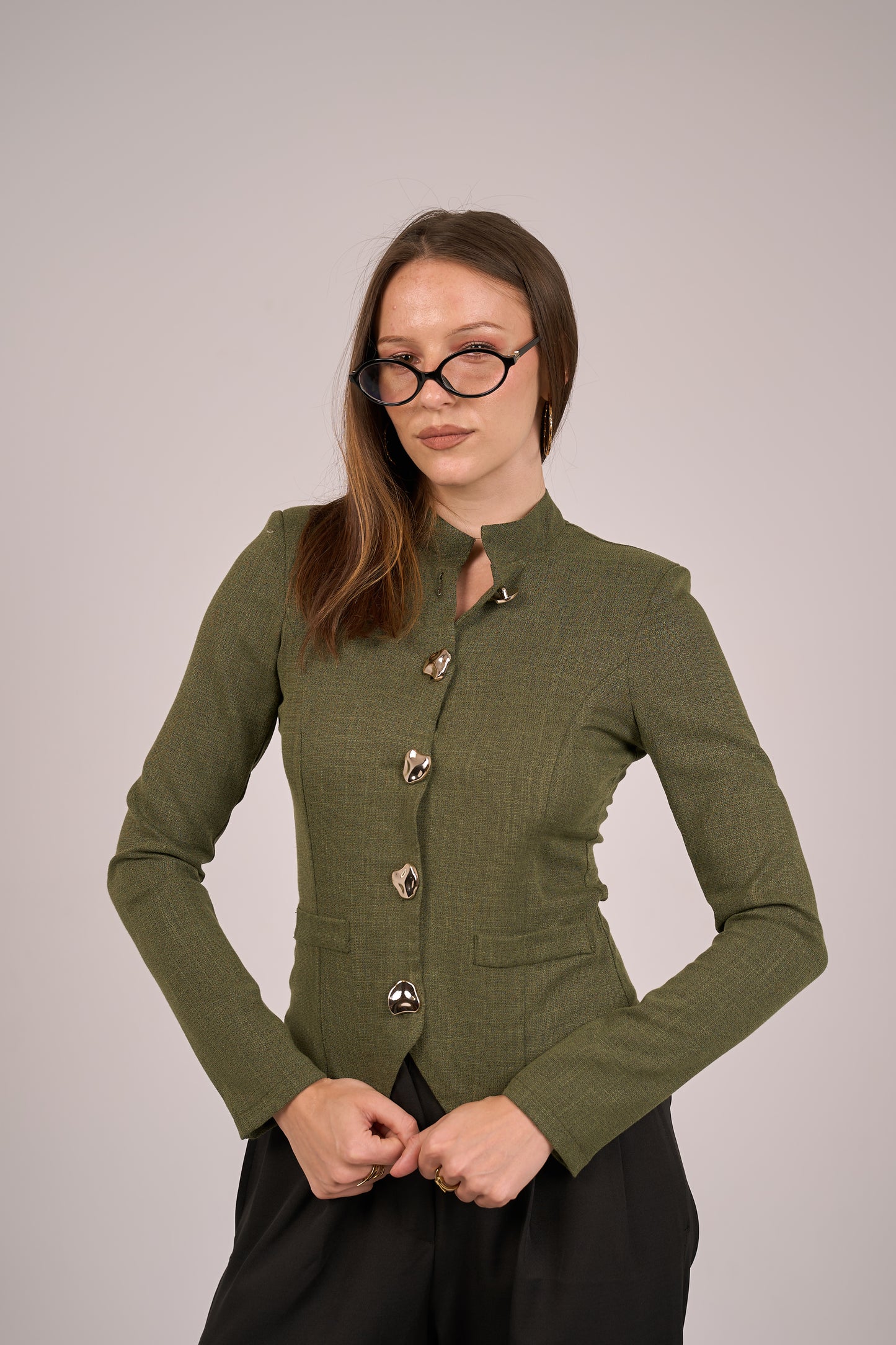Solène Olive Green with long sleeves