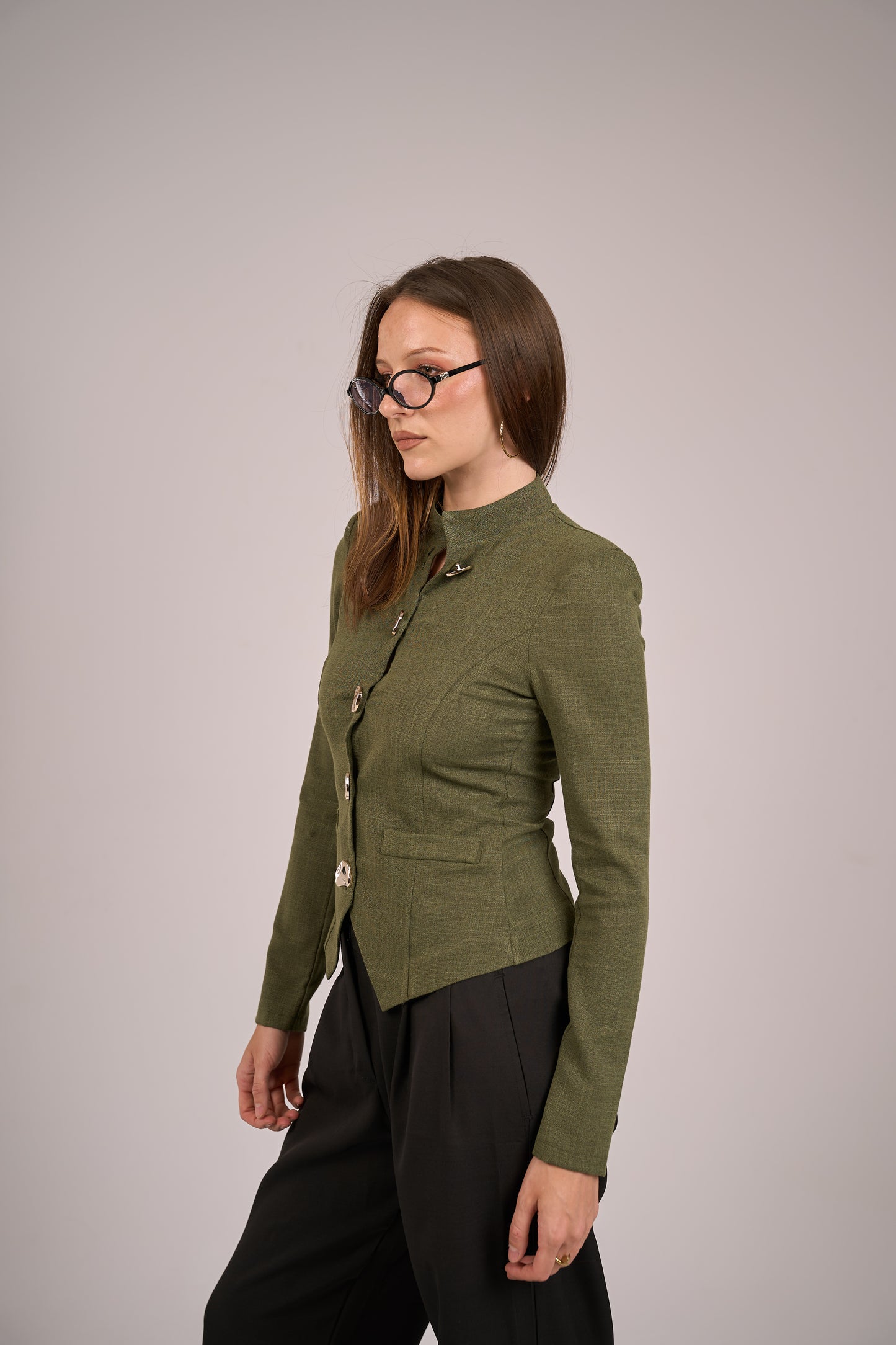 Solène Olive Green with long sleeves