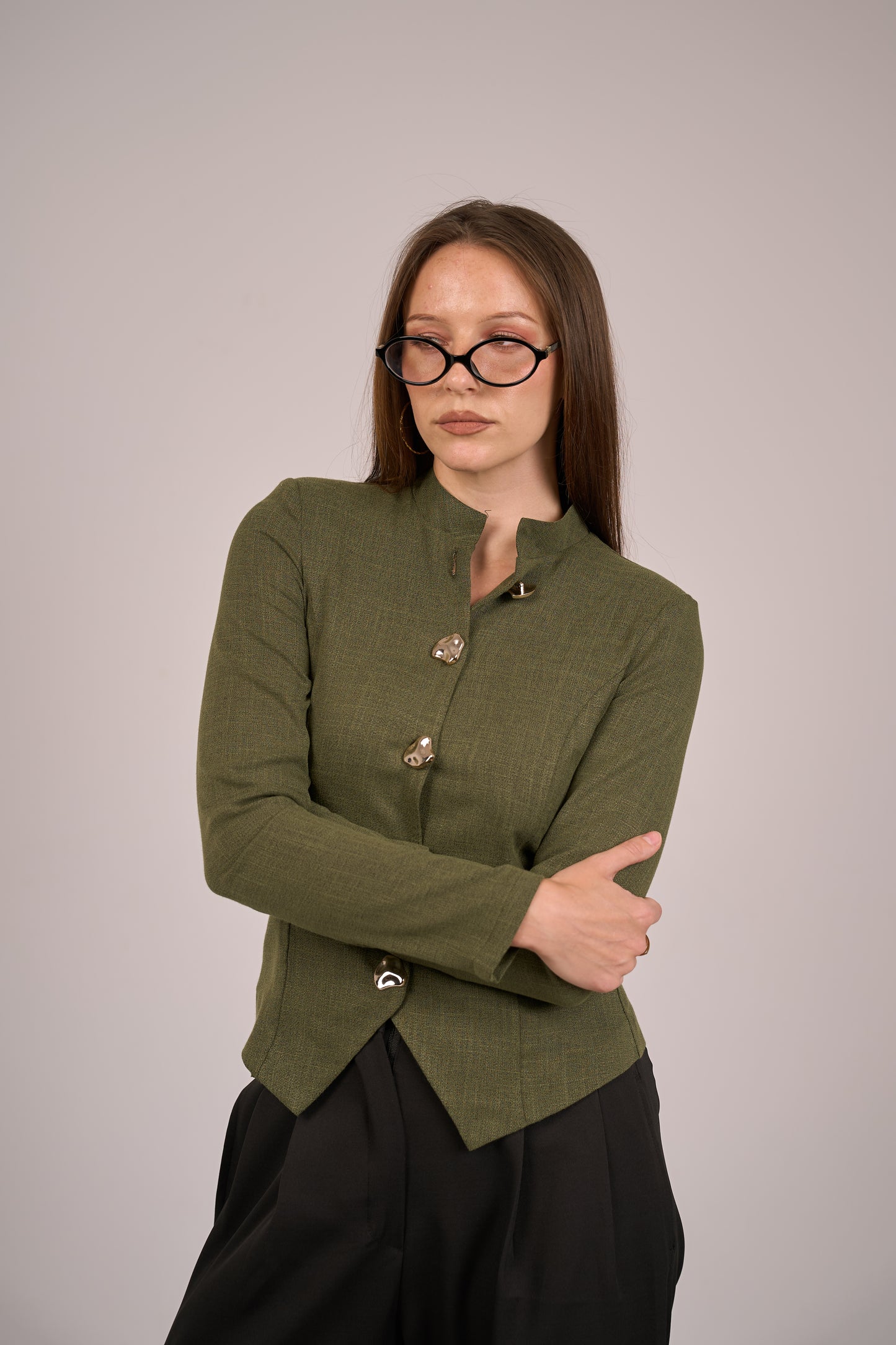 Solène Olive Green with long sleeves