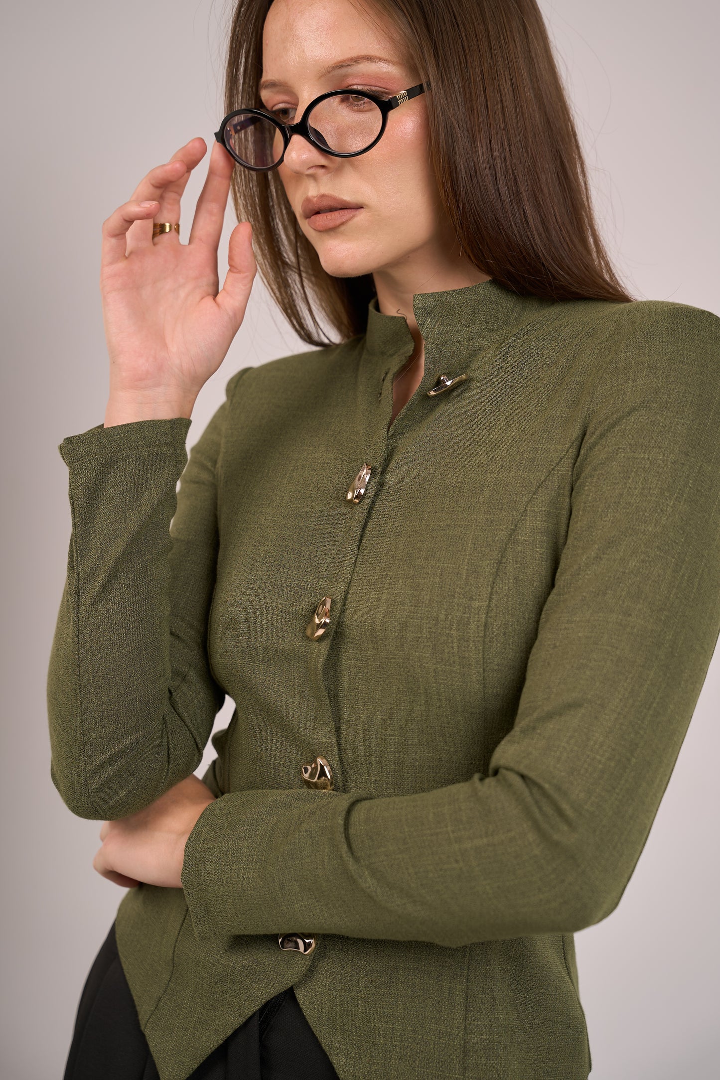 Solène Olive Green with long sleeves