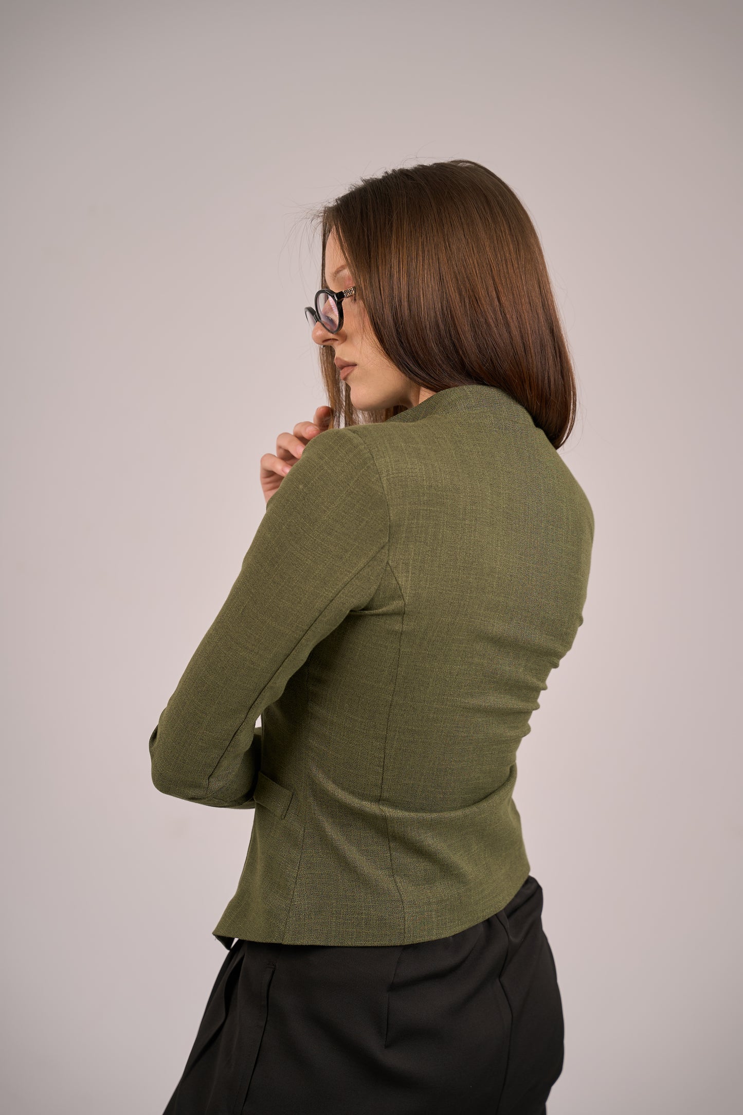 Solène Olive Green with long sleeves