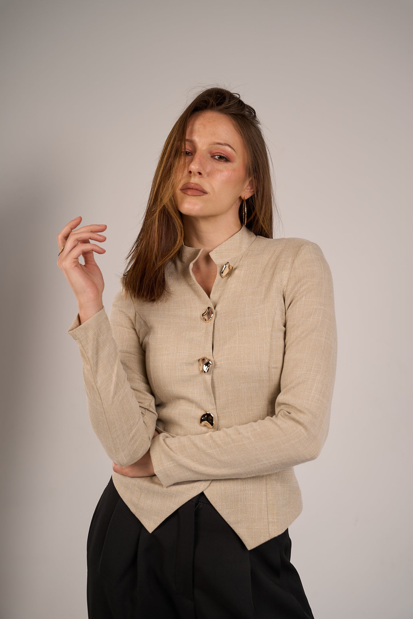 Solène Beige with long sleeves