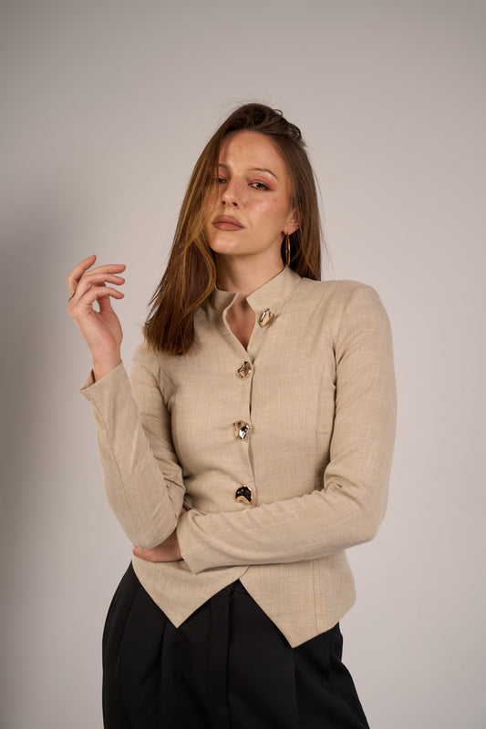 Solène Beige with long sleeves
