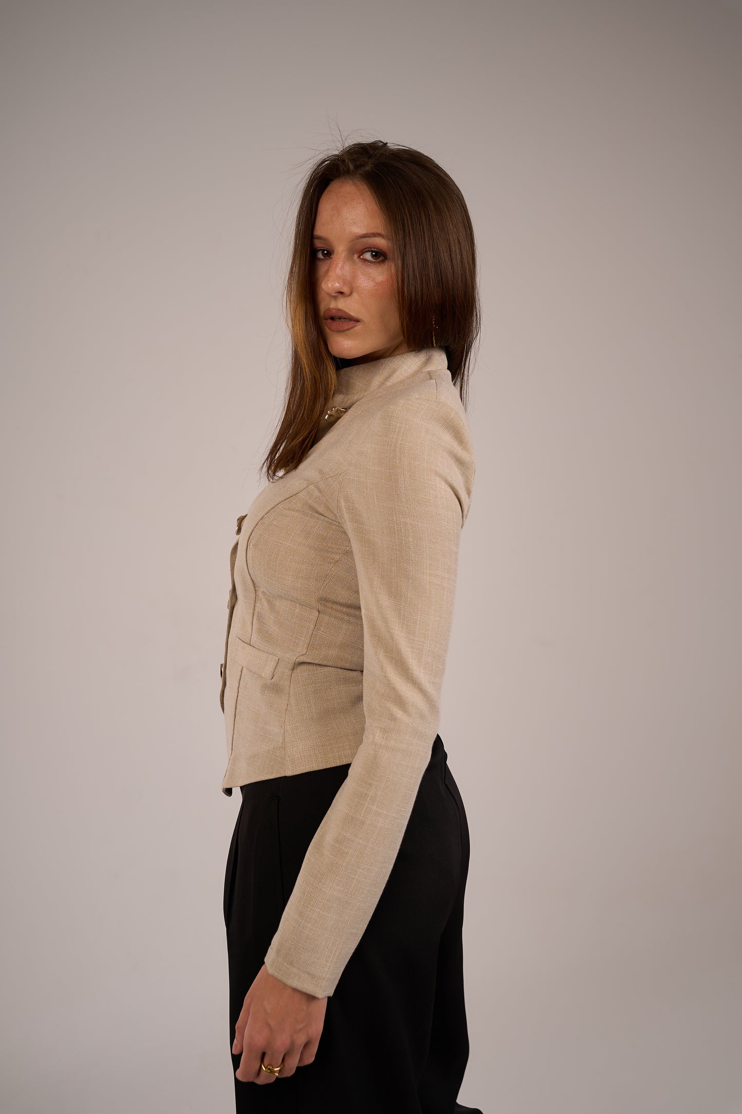 Solène Beige with long sleeves